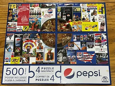 Pepsi 4 Puzzle Multipack 500-Piece Novelty Mega Puzzle For All Ages • $1.99