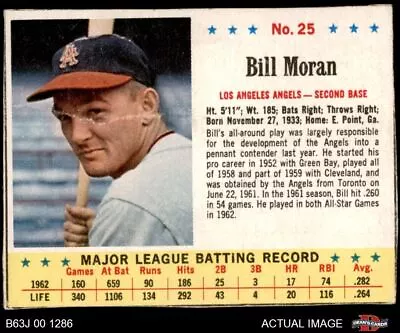 1963 Jello #25 Bill Moran Angels 1.5 - FAIR • $6.50