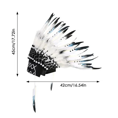 $28.63 • Buy Indian Headdress Feathers Bonnet Native American Headdress Kids Adults 
