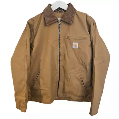 CARHARTT Detroit Mens Reworked Canvas Vintage Tan Camel Bomber Jacket - Small • £75