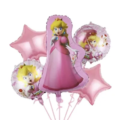 (5 Pack) Super Mario Princess Peach Balloon Pink Birthday Party Decoration • $8.99