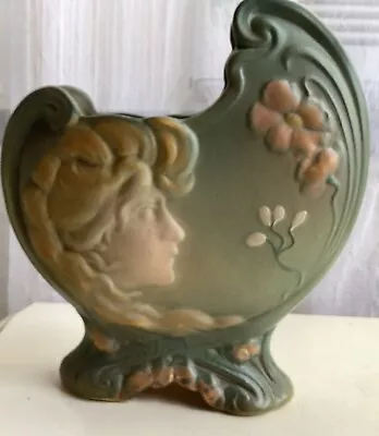 Weller Pottery 1903-04 L'art Nouveau Matt Pillow Shell Vase With Maiden • $129