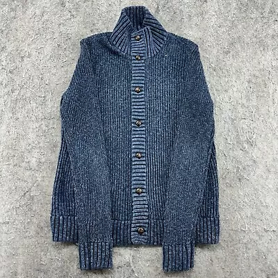 Merona Sweater Womens Large Blue Button Down Turtle Neck Cardigan Sweatshirt • $5.98