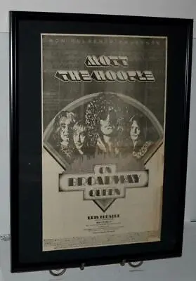 Mott Hoople 1974 Queen On Broadway Huge Rare Original Concert Framed Poster / Ad • $125