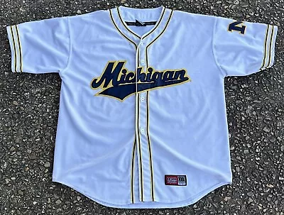 VINTAGE Team Spirit University Of Michigan Wolverines BASEBALL JERSEY XXL White • $95