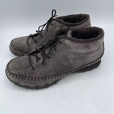 SKECHERS Women’s Size 6.5 CHUKKA BROWN SUEDE MOC ANKLE BOOT Lace Up • $25