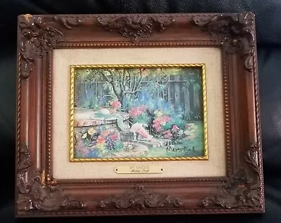 Painting Marty Bell My Garden Oil On Canvas Signed 7 X5  Canvas 12 X10 Frame • $900