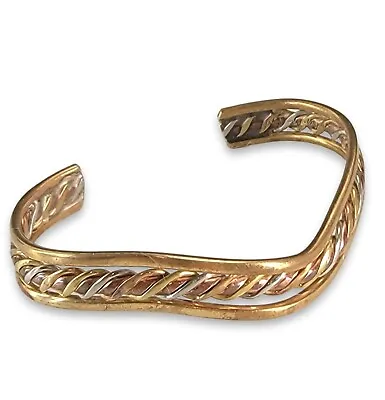 Vintage Indian Brass & Silver Cuff Bracelet Copper Brass Cuff Women Jewelry • $24