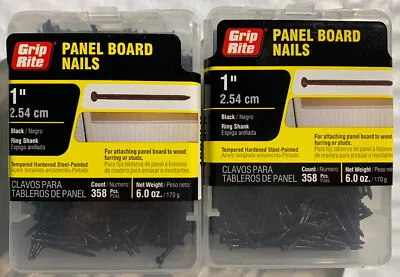 Grip Rite Panel Board Nails 1” Ring Shank 358 Pcs. - 6 Oz. Steel Black (2 Pack) • $14.99