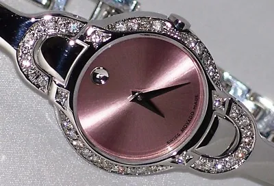 New Ladie's Movado Kara Pink 0605284 0.65.apx.custom Set Movado Diamond Watch. • $1001