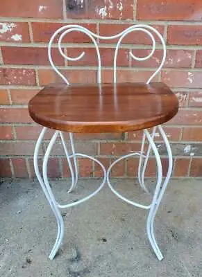 Vintage Cast Iron Plant Stand Bench Fern Stand White Wood Seat • $45
