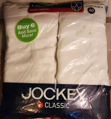 $39.50 • Buy NIP 6 Men's Jockey Classic Full Rise Briefs, Size 40, 100% Cotton, Y Front Fly