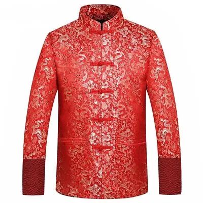 Traditional Chinese Clothing Tang Suit Wedding Jacket Men Autumn Cheongsam Tops • £71.99