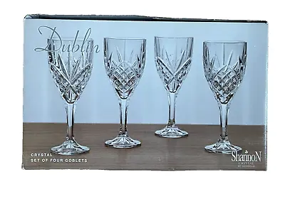 DUBLIN Shannon CRYSTAL By Godinger Set Of 4 Goblets Water/Wine 9 Oz NEW • $30