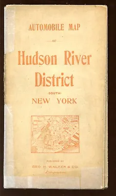 1908 George Walker Hudson River District Linen Automobile Map • $35