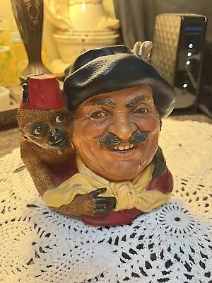 Romany Rogue Organ Grinder With Monkey Chalkware Wall Art Hanging--England • $11.99