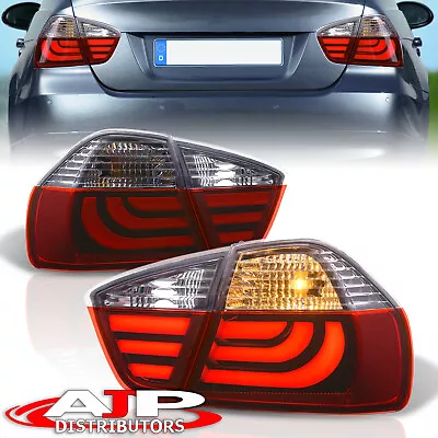 Chrome Red LED Tube Tail Lights Brake Stop Lamps For 2005-2008 BMW E90 3-Series • $212.99