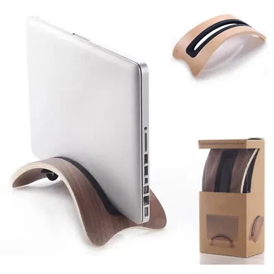 Vertical Solid Wood Tablet Laptop Notebook Stand Desk Holder For Macbook Air Pro • £34.68