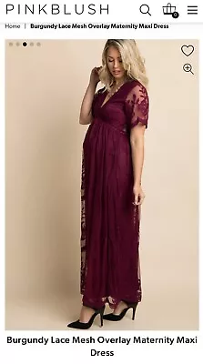 Women $98 PINK BLUSH Lace Boho Maternity Bridesmaid/dressy/casual Maxi Dress M • £20.10