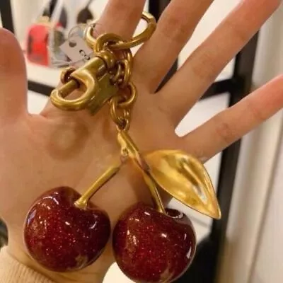 Coach Cherry Bag Charm KeyChain Glitter Resin And Metal Brass/Red Apple 77840 • $61.47