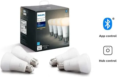 Philips Hue White 4-Pack A19 LED Smart Bulb Bluetooth & Zigbee • $44.99