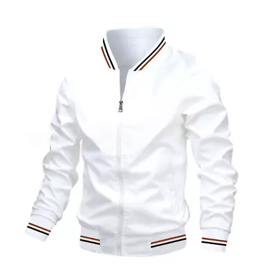 Men's Spring Fall Casual Thin Bomber Jacket Lightweight Sportswear Full-Zip Coat • $32.90