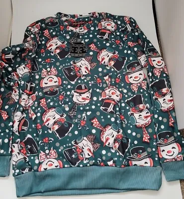 Urban Threads Mens Christmas Sweater Wrapper Snowman Long Sleeve Jumper Size S • £10.99