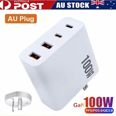 $49.99 • Buy GaN 100W Wall Charger Quick Charging QC PD Type C 4 USB Power Adapter AU Plug