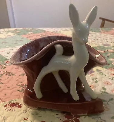 Vintage 1940s Shawnee Pink Dripped Deer Planter • $8.95