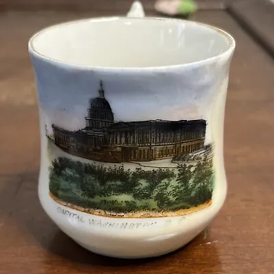 Vintage Mini Teacup Tea Cup Capitol Washington DC Ceramic Espresso Mug Antique • $9.95