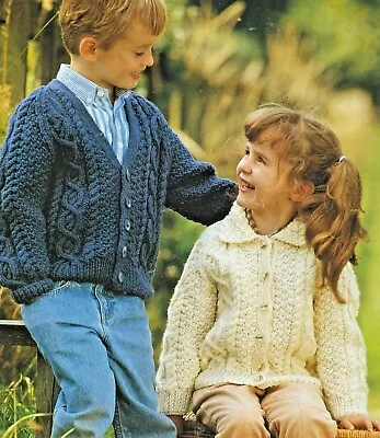 1116 Child's Cardigans 20-30  Aran Vintage Knitting Pattern Reprint • £3.49