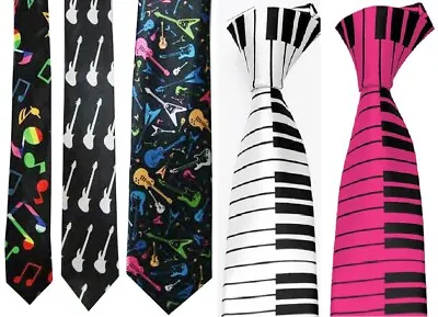 £3.49 • Buy Musical Notes Guitar Piano Necktie Keys Skinny Neck Tie Fancy Dress Wedding Ties