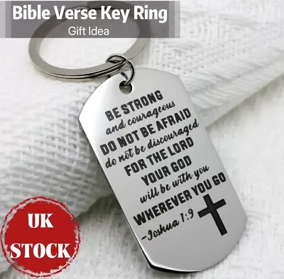 Bible Verse Key Chain Christian Religion  Key Ring Keyring Bag Charm BE STRONG • £3.92