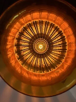 Vintage Amber Swag Lamp Mid Century Glass Chandelier Light Fixture Ceiling Retro • $499.95