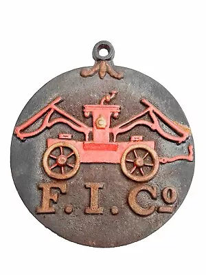 Vintage Cast Iron 12  FIRE INSURANCE COMPANY Hanging Painted Fire Mark Sign • $60