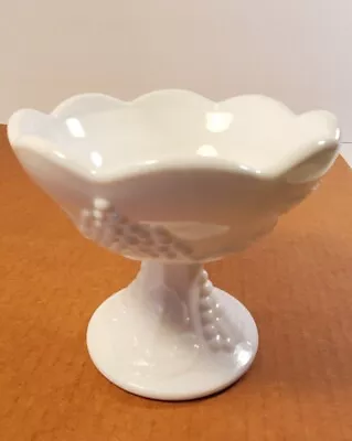 Vintage Indiana Colony Milk Glass Candle Holder Grapes Pedestal 4  Tall 4.5 Wide • $10.95