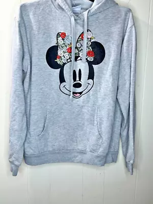 Disney Minnie Mouse Women's Size XL Heather Gray Embroidered Bow Hoodie • $15.25