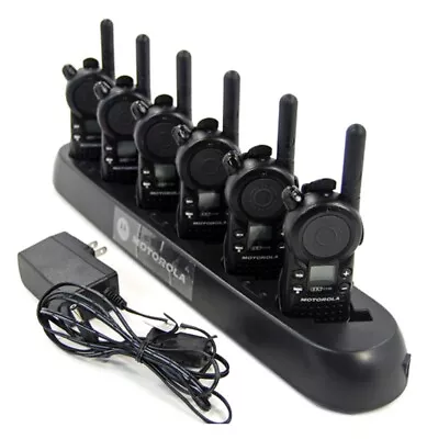 6 Motorola CLS1410 UHF Radios Walkie Talkies With 6 Pocket Multi-Unit Charger • $599.99