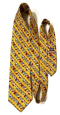 Mystic Seaport Nautical Maritime Tie Museum Of America & The Sea Yellow Blue Red • $14