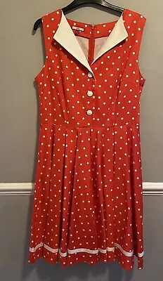 Red & White Fit And Flare  Joe Brown Dress 50 Style Size 14 Vgc • £10