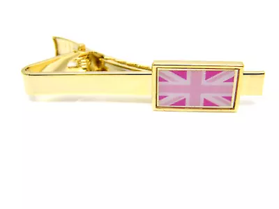 Union Jack Badge Tieclip Tie Pin Clip Flag Gift Pink Gold Plated • £3.99