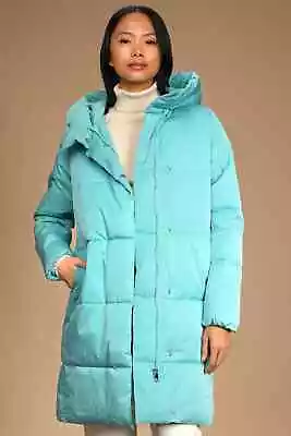 Lulus Vero Moda Stella Light Blue Hooded Long Puffer Jacket Coat Size Small • $29.99