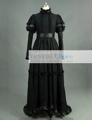 Black Victorian Edwardian Gothic Penny Dreadful Dress Steampunk Theater Wear 353 • $225