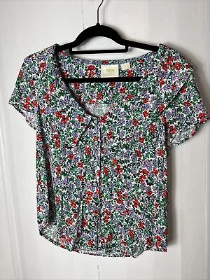 $20 • Buy Maeve Anthropologie Blouse Size 6 Austen Wide Peter Pan Collar Top Floral