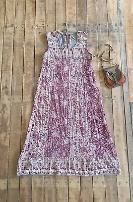 Authentic Vintage 70s Indian Purple Cotton Gauze Dress. Blockprint. Adini. Phool • $135