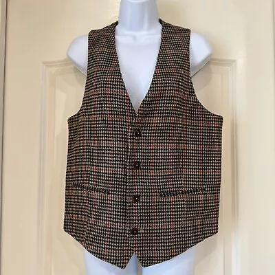 ZARA Houndstooth Suit Vest Button Down Size M Italian Fabric Wool Blend • $38