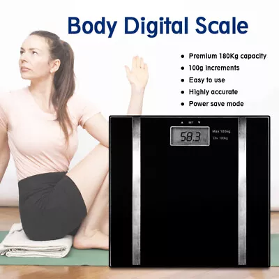 Digital Electronic Scale Body Fat LCD Bathroom Gym Weight Black • $17.99