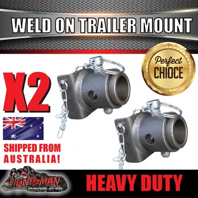 X2 Trailer Canopy Caravan Jack Stand Weld On Mount Solid Hinge Bracket Suit 65mm • $50
