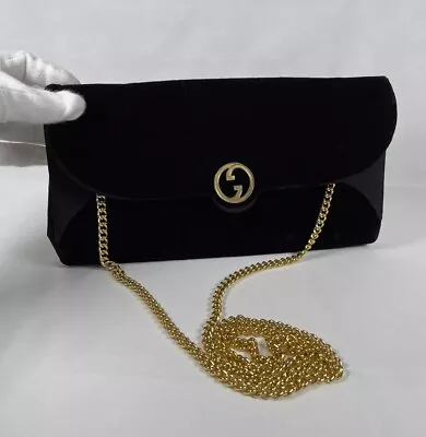 Vintage Gucci Clutch Bag Marmont Interlocking  Shoulder Velvet Navy Second Bag • $199