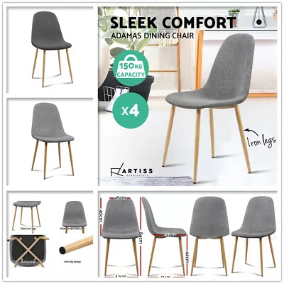 4x Dining Chairs Kitchen Chair Fabric Velvet Seat Cafe Modern Home Grey New • $162